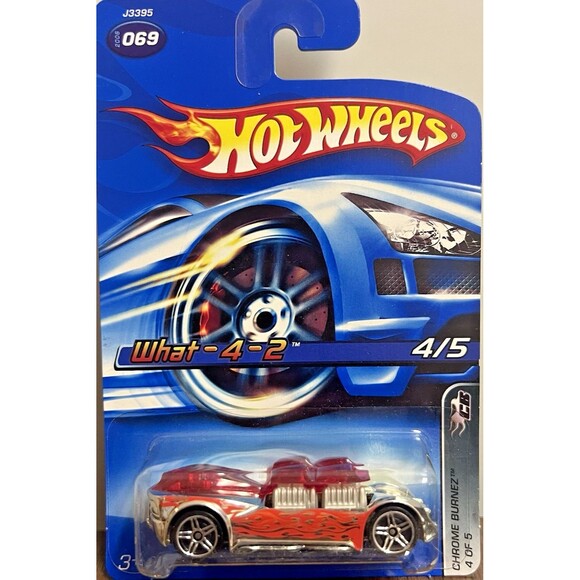 2006 Hot Wheels #69 Chrome Burnez 4/5 WHAT-4-2 Chrome Red-Tampo w/PR5 Spoke - Picture 1 of 7